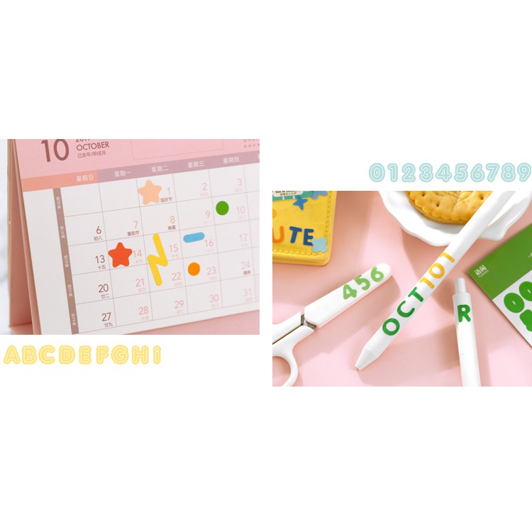 Sticker chữ cái toploader confetti ribbon bộ 2 tấm hình dán bullet journal trang trí sổ hàn quốc bts blackpink VIENTIANE