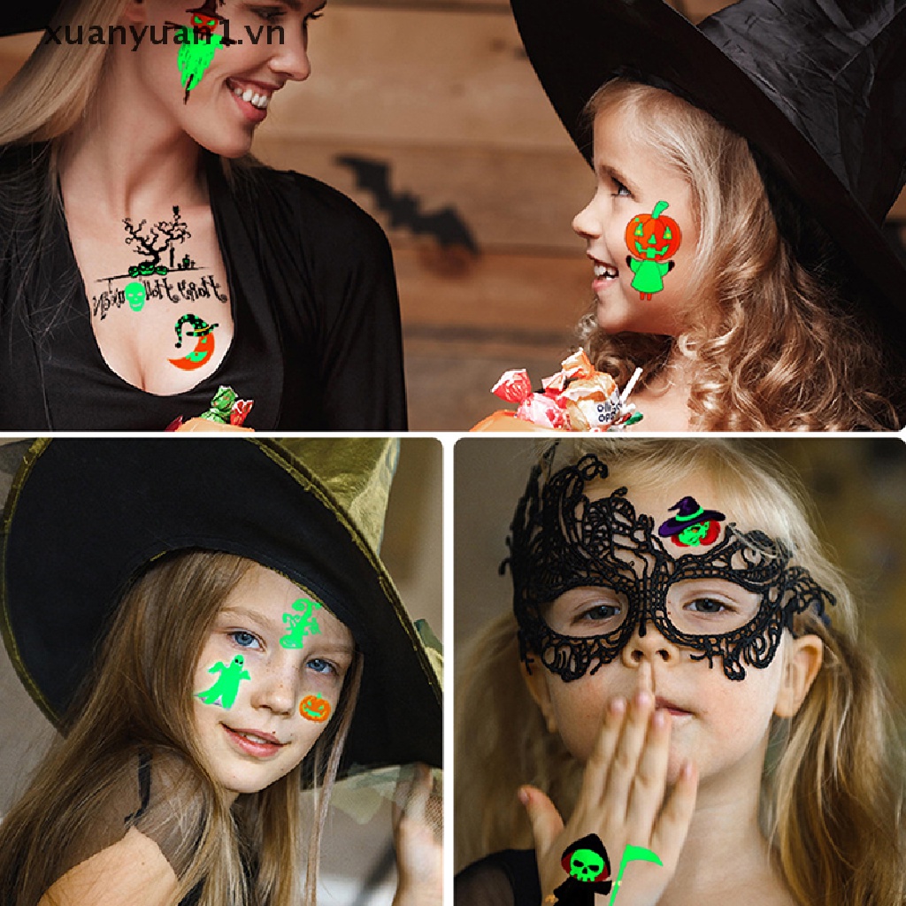Set 10 Hình Xăm Dán Phát Quang Chống Nước Phong Cách Halloween Độc Đáo