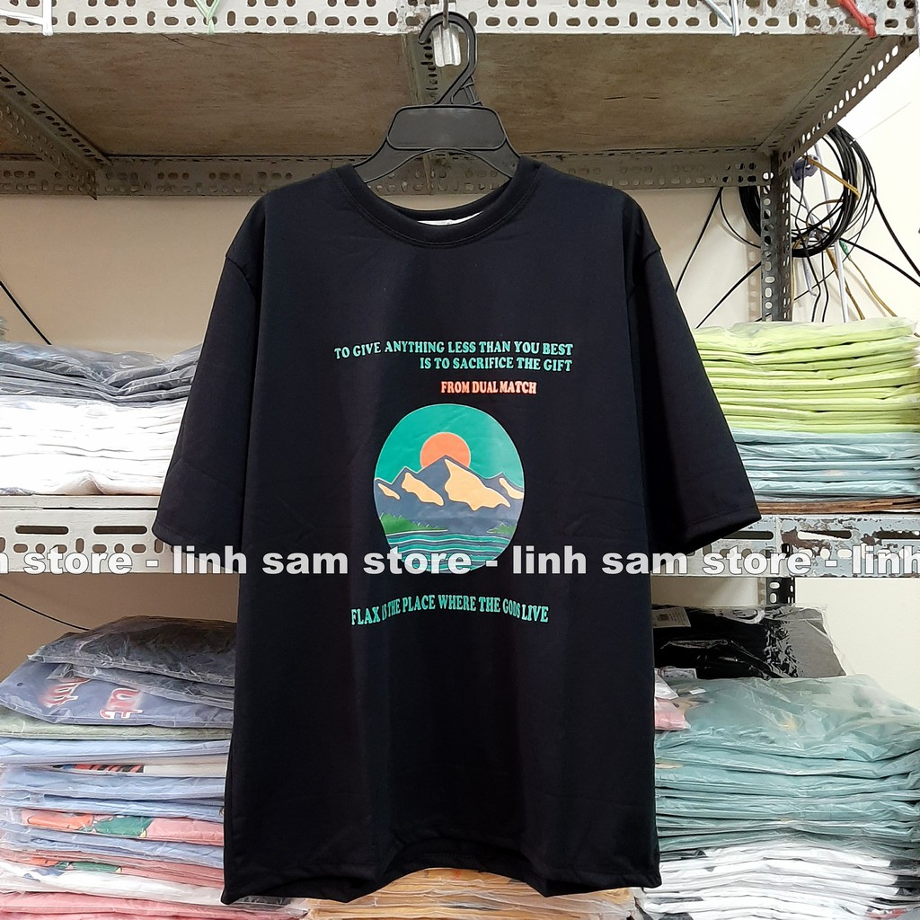 Áo thun in tay lỡ nữ freesize phông form rộng dáng Unisex - Ulzzang mặc cặp, nhóm, lớp hình NÚI DUAL MATCH màu đen | BigBuy360 - bigbuy360.vn