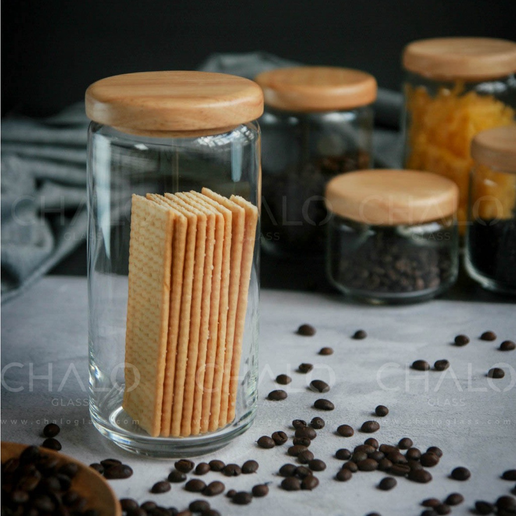 Lọ thủy tinh nắp gỗ Ocean Pop Jar đủ cỡ 325-500-650-750-1000ml