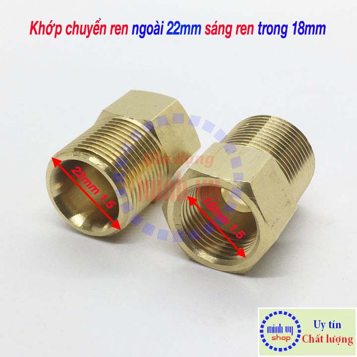 Khớp chuyển ngoài 22mm sang ren trong 18mm phụ kiện máy rửa xe Minh Vy