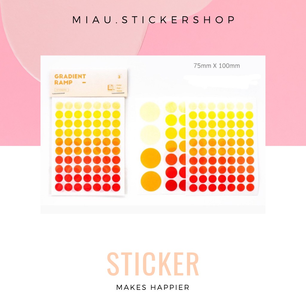 Set 1 STICKER CHẤM TRÒN TÔNG MÀU ĐỎ CAM