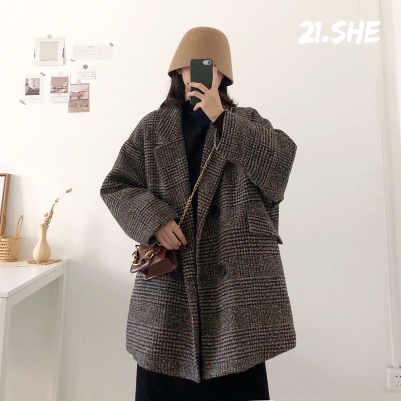 Áo khoác dạ 2 lớp cổ vest cực dày dặn/ blazer dạ Quảng Châu | BigBuy360 - bigbuy360.vn