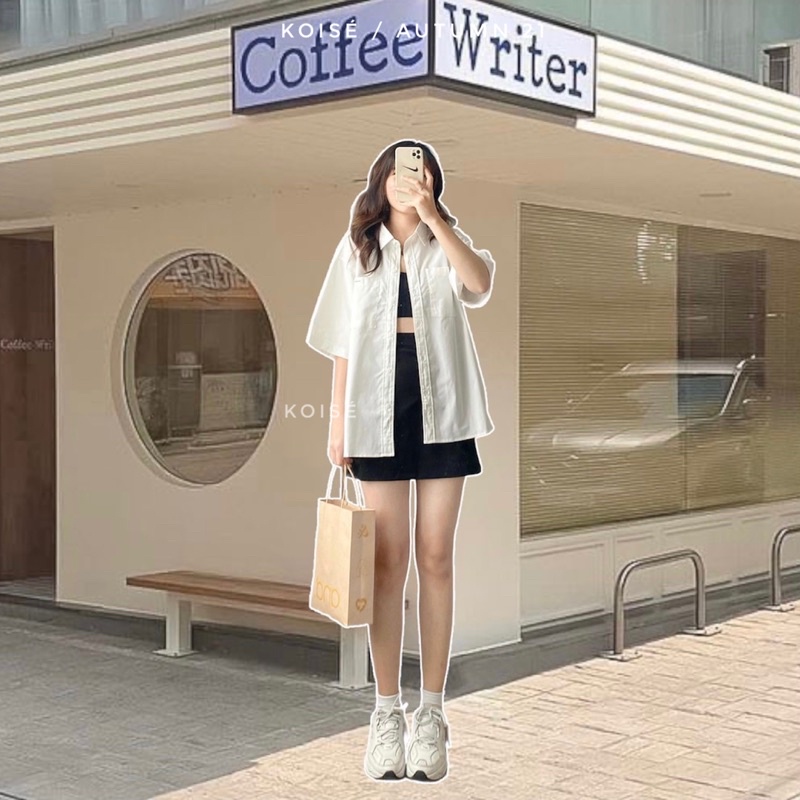 [HÀNG THIẾT KẾ - KOISÉ STUDIO] ÁO SƠ MI TRẮNG TAY NGẮN, FORM RỘNG, PHONG CÁCH BASIC