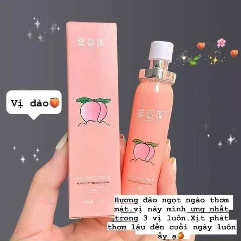 Xịt Thơm Miệng Hoa Quả Thơm miệng sạch sẽ vị đào, bạc hà, cam mát dung tích 15ml shopsieure88