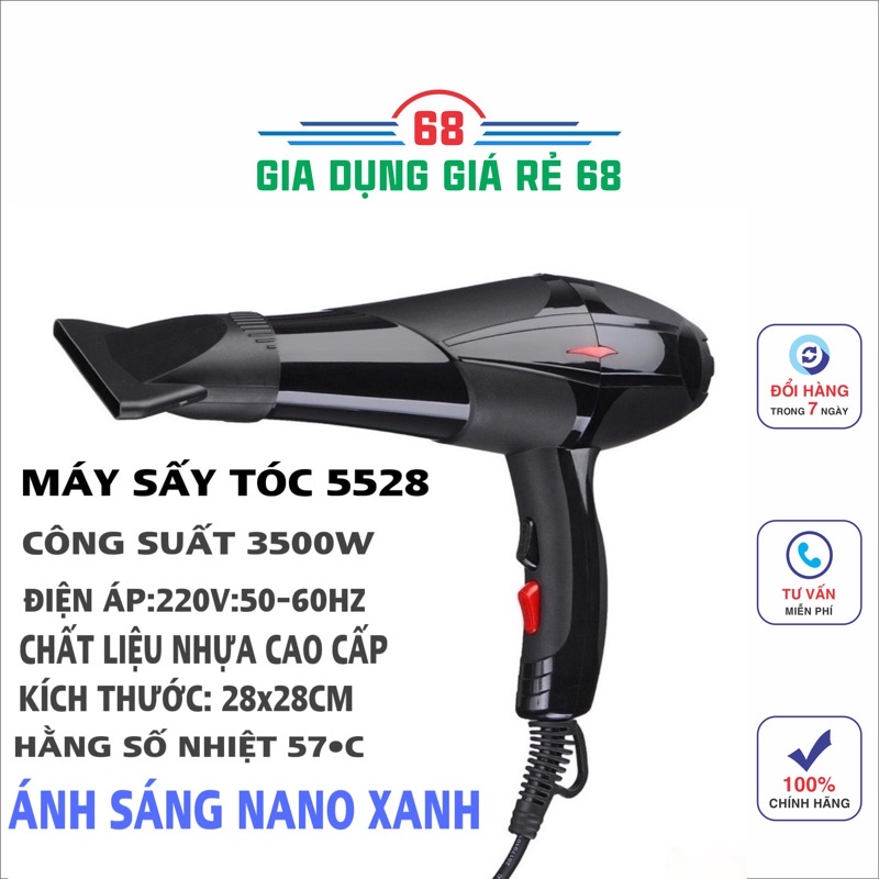 Máy Sấy Tóc 2 Chiều Công Suất Lớn 3500W--5528 (Cao Cấp Kèm 1 Đầu Thổi)