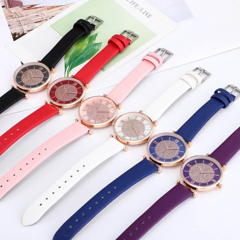Đồng Hồ Đeo Tay Mặt Tròn Họa Tiết Mặt Trời Thời Trang Đơn Giản Chống Nước Dành Cho Nữ