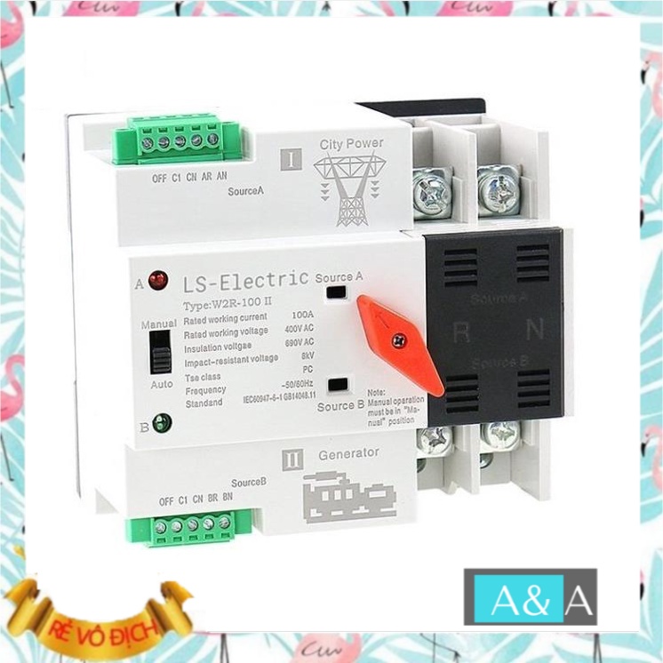 Cầu dao đổi nguồn điện tự động ATS 2P 100A LS-Electric CHUYỂN MẠCH NHANH KHÔNG GÂY MẤT ĐIỆN BẢO HÀNH UY