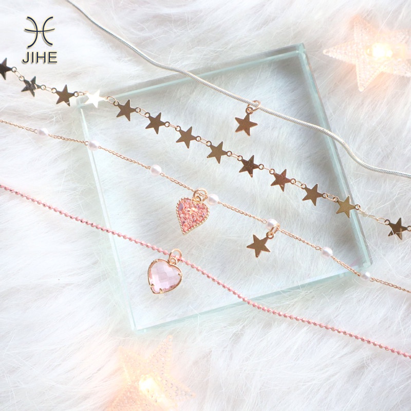 【JIHE】Vòng Cổ Choker Mặt Ngôi Sao Thời Trang Nhật Hàn