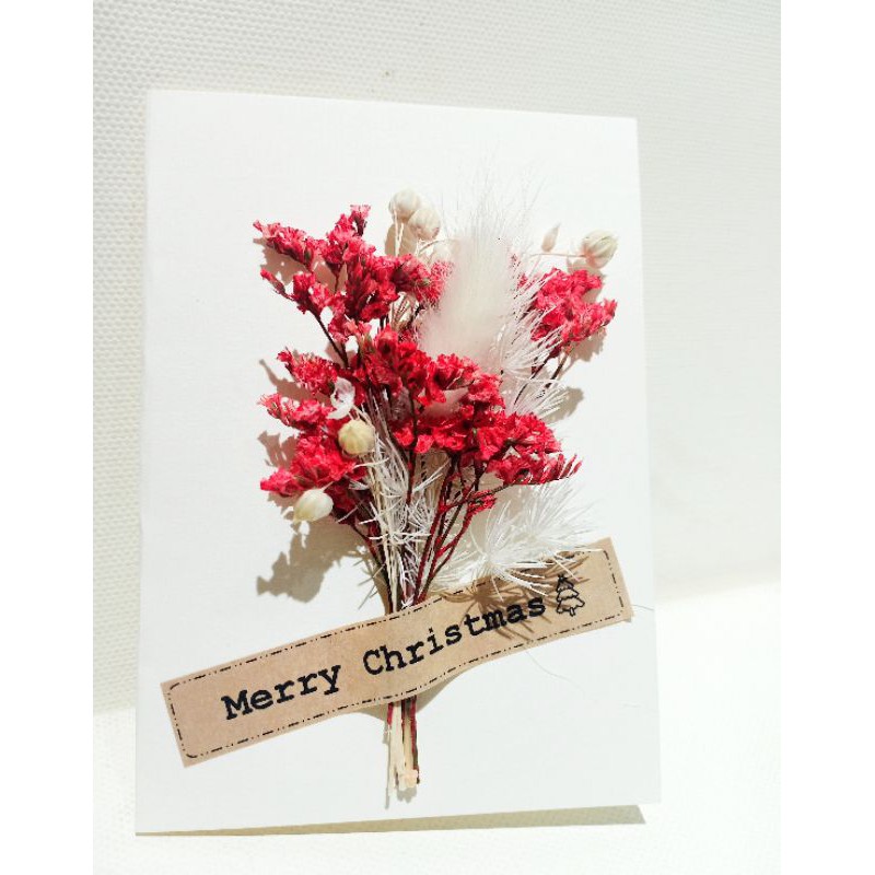 Thiệp hoa khô chúc mừng giáng sinh, thiệp noel, đơn giản tinh tế