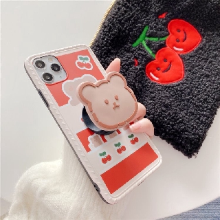 Ốp iPhone Gấu Đỏ Kèm PopSockets iPhone 7Plus/8Plus/X/Xs Max/11/11 Pro Max - ốp iphone