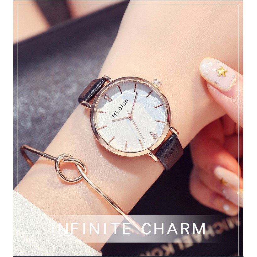 [Chia sẻ sp nhận ngay quà tặng] Đồng hồ nữ Hloios h3 dây da mặt hoa sen đính đá siêu sành điệu | BigBuy360 - bigbuy360.vn