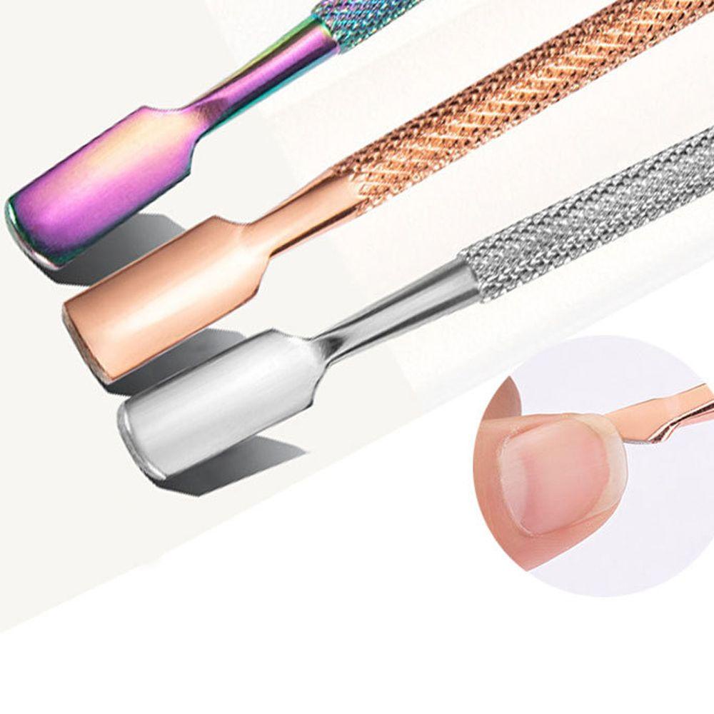 QQMALL Dụng Cụ Đẩy Biểu Bì Tẩy Da Chết Cho Móng Tay Bằng Thép Không Gỉ Kèm Hộp Đựng