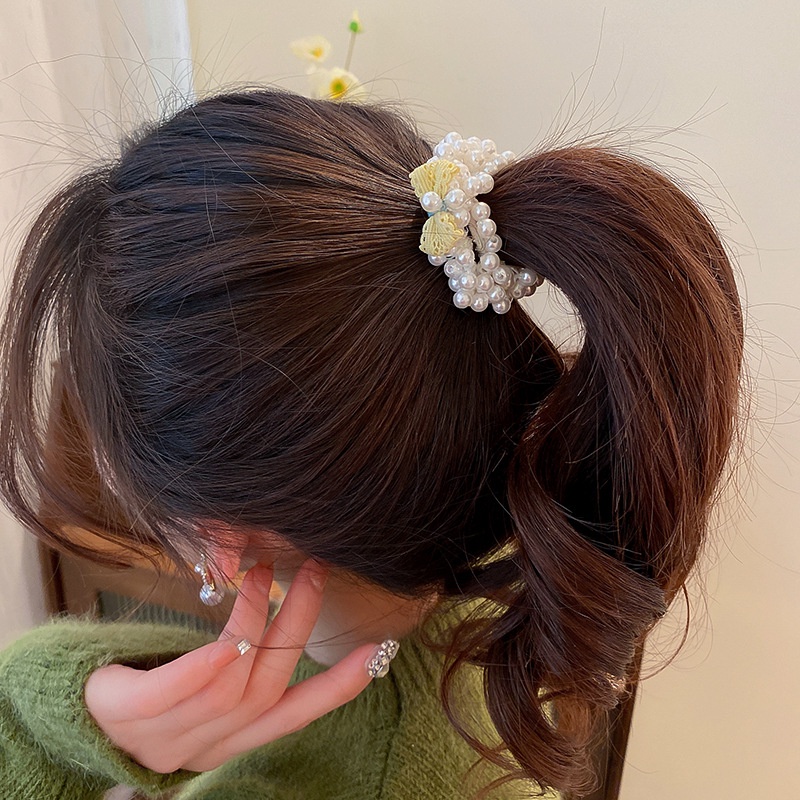 Dây Cột Tóc Cao Su Đính Ngọc Trai Thời Trang Cho Nữ