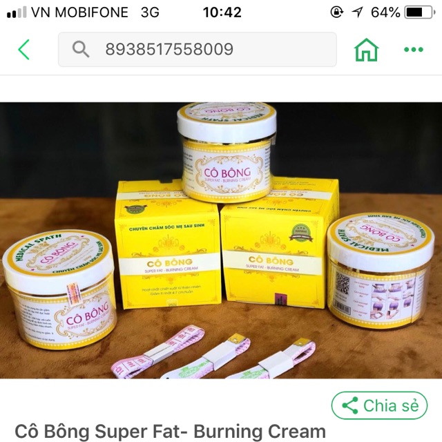 Kem tan mỡ  CÔ BÔNG