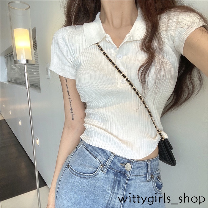 Áo Thun Nữ Ngắn Tay Cổ Polo Thời Trang