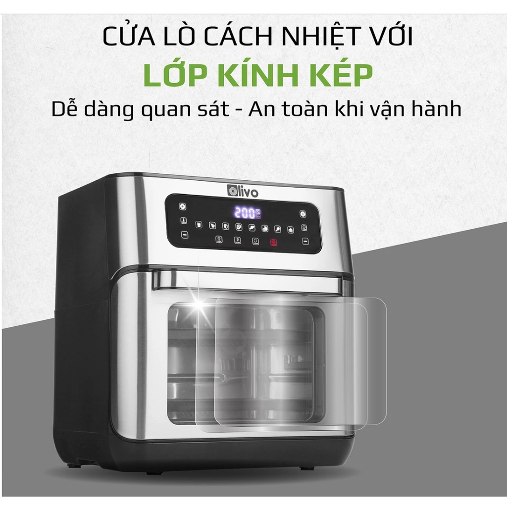 [Mã ELHAMS5 giảm 6% đơn 300K] Nồi Chiên Không Dầu OLIVO AF12 - Dung Tích 12L - OLIVO AF15 - Dung Tích 15L