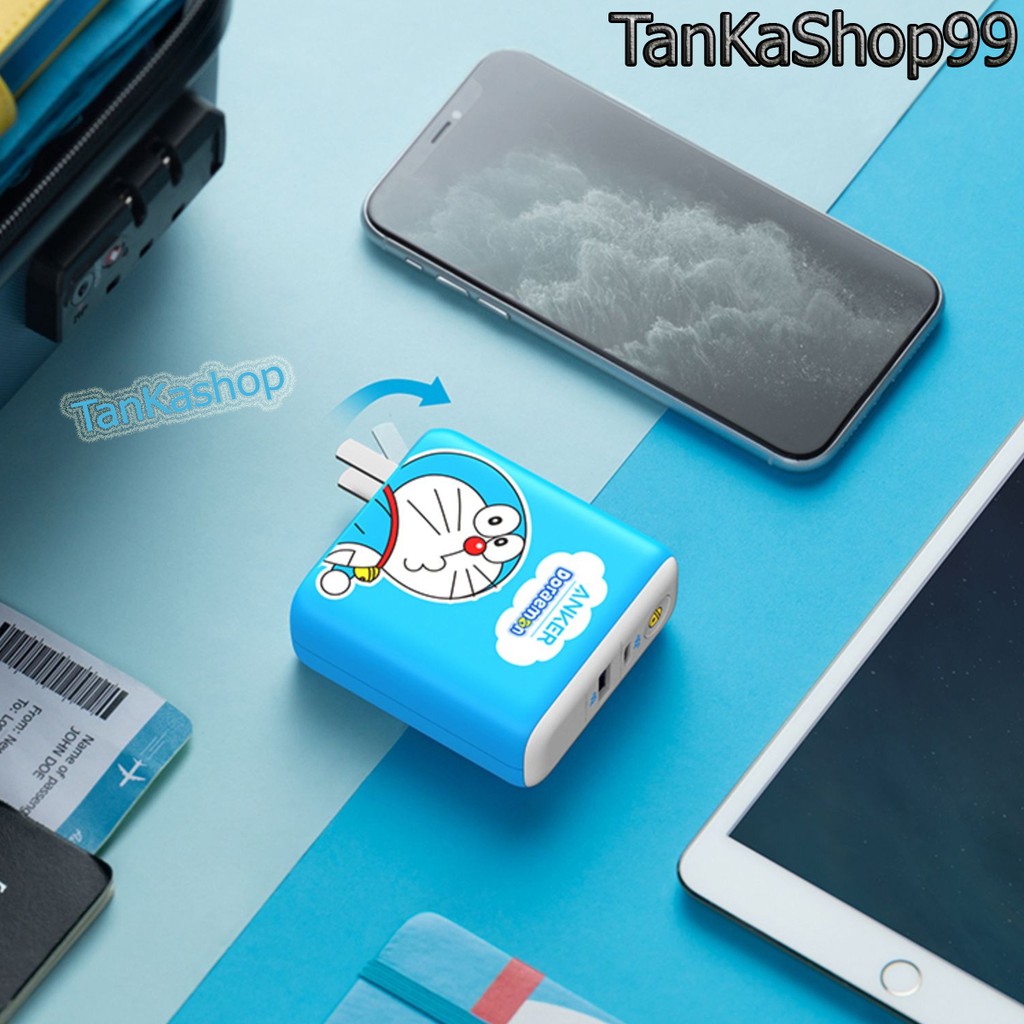 Củ Sạc Kiêm Pin Dự Phòng Anker x Doraemon 5.000mAh -A1624 Sạc Nhanh IQ3 PD 18w + QC3.0 cho iphone và Androi Fusion