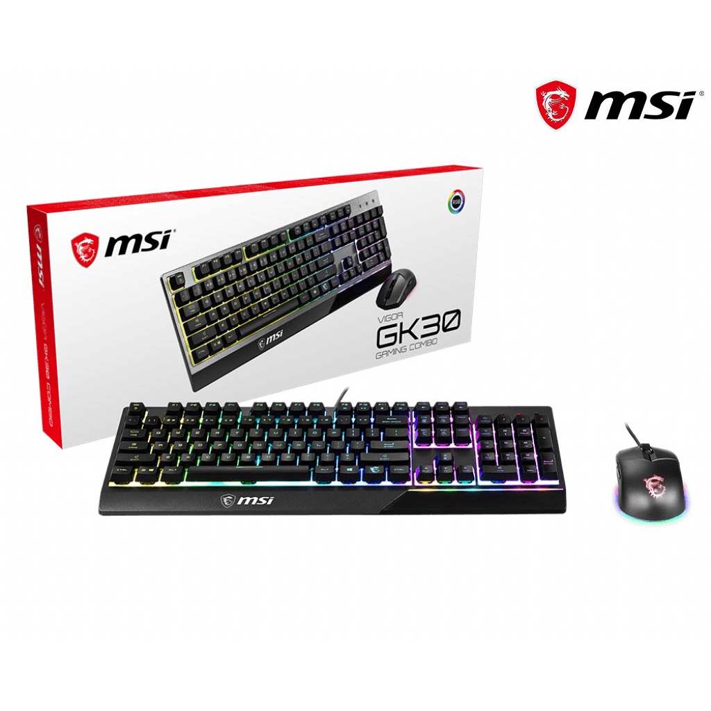 Bộ bàn phím chuột gaming giả cơ MSI Vigor GK30 US màu đen