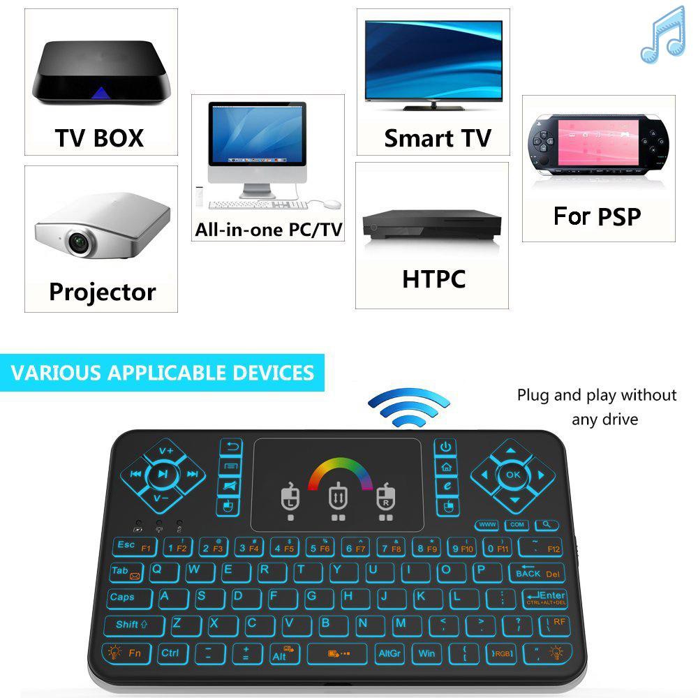 BY Q9 2.4G RF Wireless Keyboard Mouse Combo Handheld Remote Control w/ Touchpad Colorful LED Backlight for Android TV BOX Smart TV HTPC Tablet PC Smartphone