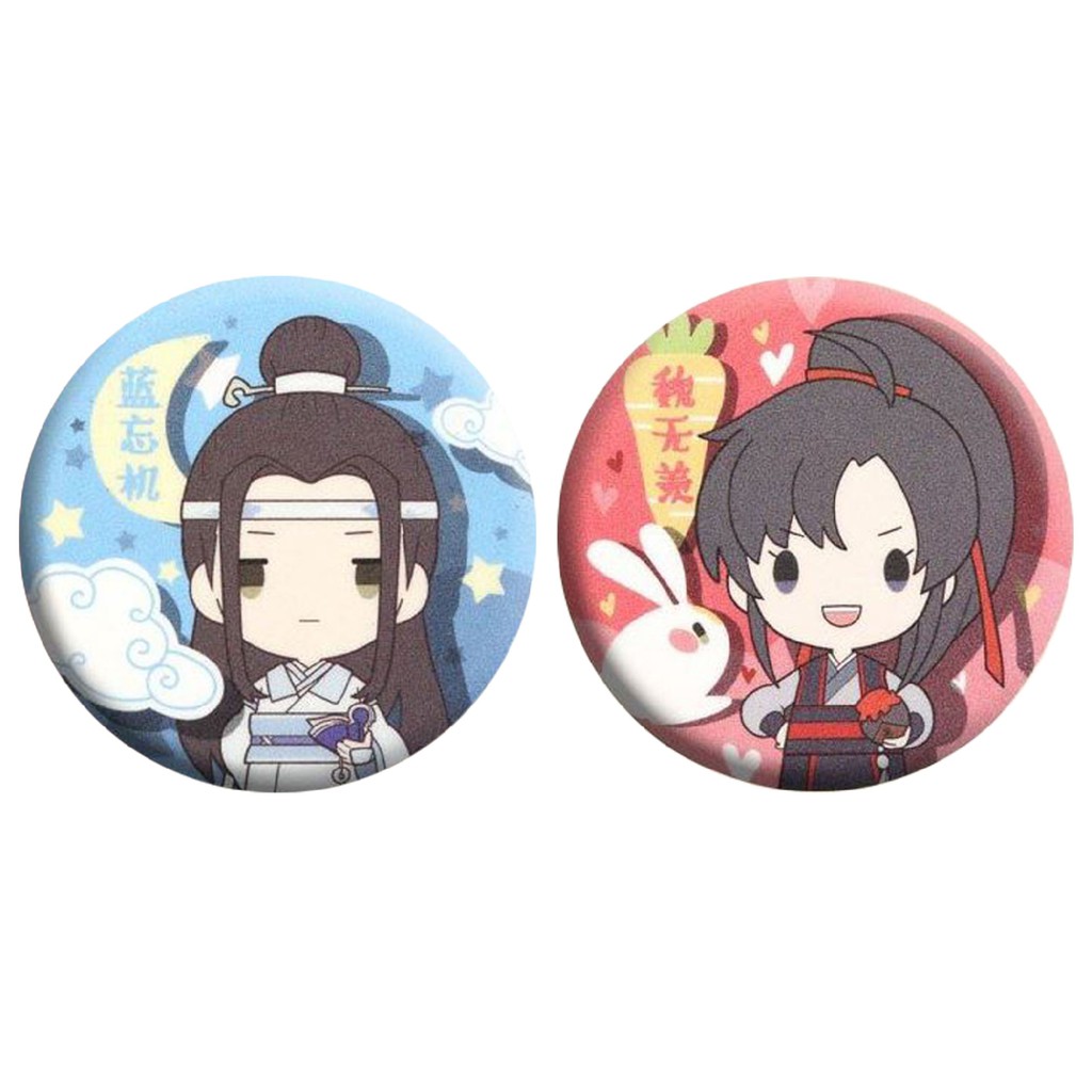 Combo 2 huy hiệu cài áo IN HÌNH Ma đạo tổ sư Ngụy Anh Lam Trạm anime chibi dễ thương tiện lợi