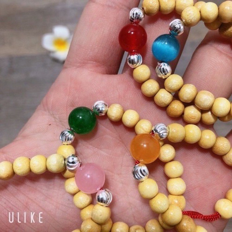 Vòng dâu tằm mix 2 bi bạc và đá phong thuỷ phụ kiện cho bé