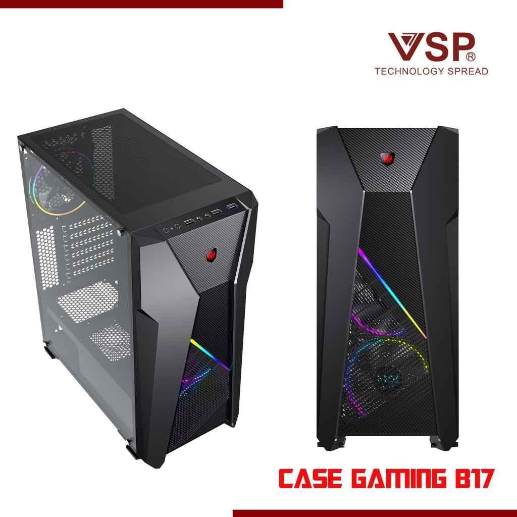 Case Vision B17 Gaming LED RGB (Kính cường lực)