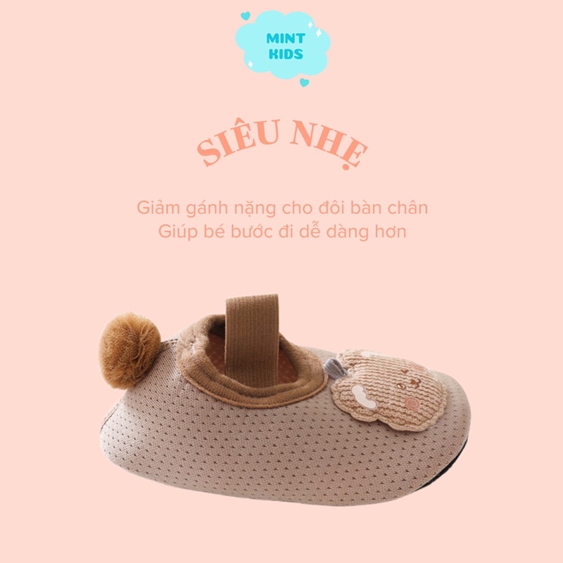 Giày Vải Tập Đi Chống Trơn Trượt Hình Gấu Cho Bé Dưới 2 Tuổi TH-01