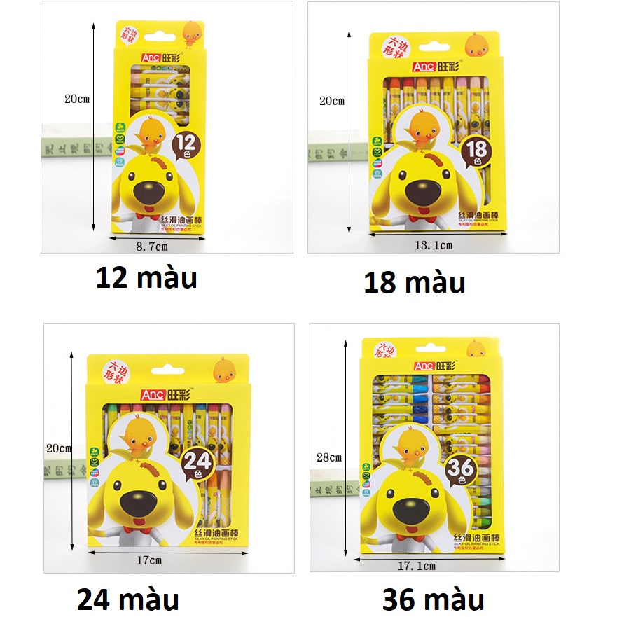 Bút sáp dầu 12/18/24/36 màu hộp giấy học sinh hộp giấy cao cấp