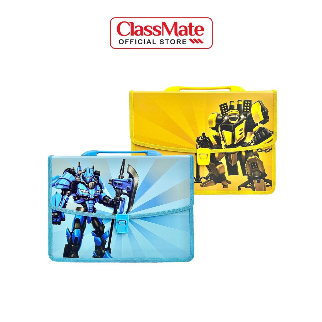Cặp Học Thêm 2 Ngăn  CLASSMATE Hình Robot Team, Chất Liệu Nhựa Nguyên Sinh An Toàn (33x24x8.5cm) CL-SB602