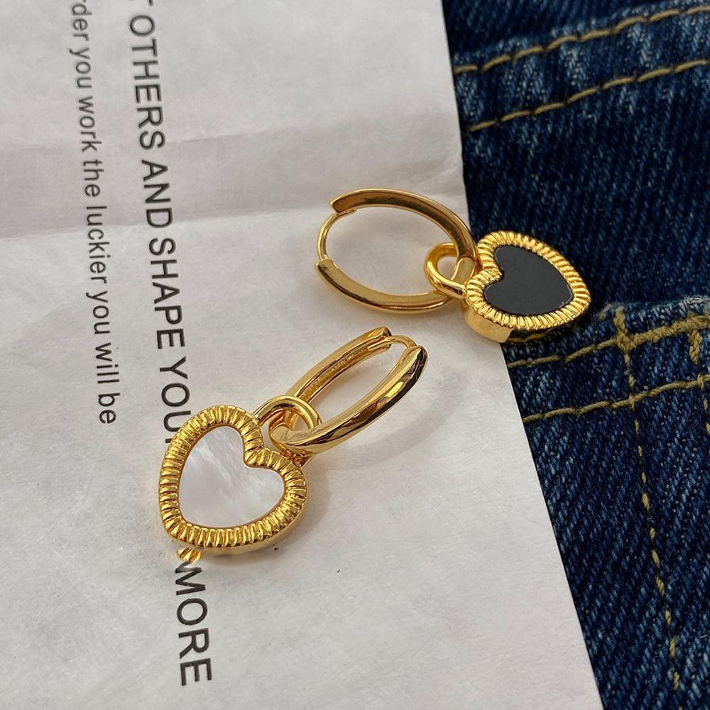 DANILO Bông Tai Hai Mặt Hình Trái Tim Dễ Thương Thanh Lịch Phong Cách Retro Cho Nữ