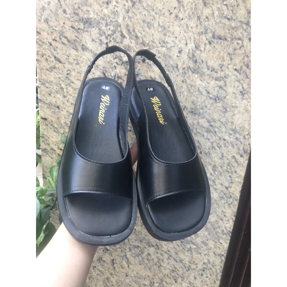 Sandal nữ đế bánh mỳ cao 3p da lỳ mềm siêu nhẹ siêu êm chân đi chơi đi biển hottrend