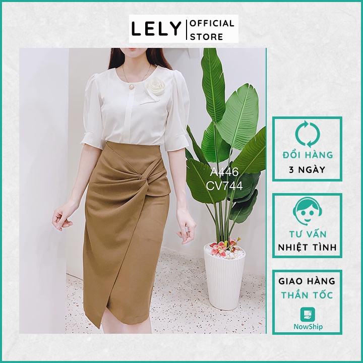 Chân váy bút chì ôm dáng ôm body xẻ vạt LELY CV744, Chân Váy Bút Chì Ôm Body 2 màu nâu đen