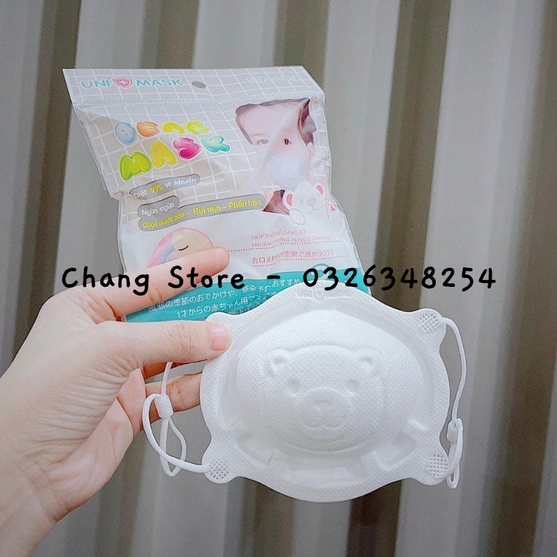 [SET 3 CÁI] Khẩu Trang Gấu/ Khẩu Trang Cho Bé Kichilachi Chính Hãng
