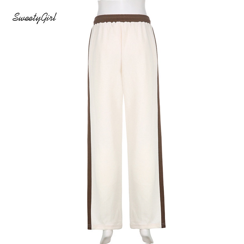 Quần Dài Thể Thao Dáng Rộng In Chữ Phối Màu Tương Phản Thời Trang 2022 Cho Nữ