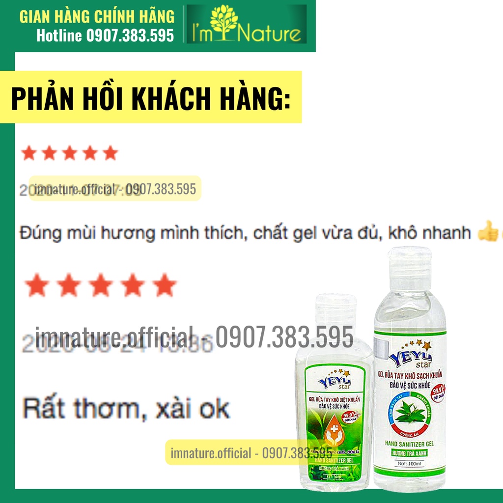 Gel Rửa Tay Khô Yeyu Star Hương Trà Xanh 100ml &amp; 70ml