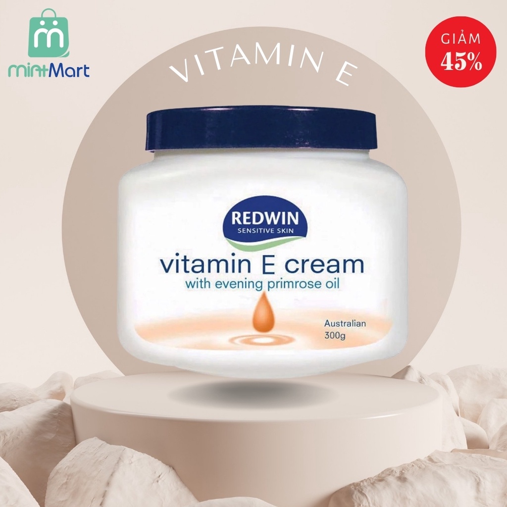 Kem Dưỡng Ẩm Redwin Vitamin E Cream 300g Úc Chính Hãng - Giúp Dưỡng Da Mặt Hết Khô, Nứt Nẻ