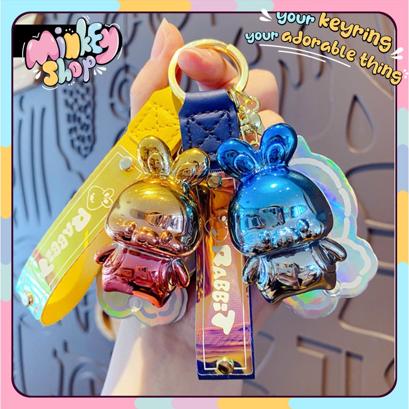 Móc Khóa Cao Cấp Hình Tượng Thỏ Cute phụ kiện Túi Xách dễ thương -Minkey