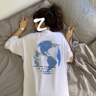 Áo thun tay lỡ nữ freesize phông form rộng dáng Unisex, mặc lớp, nhóm, cặp in hình TRÁI ĐẤT SINCE 2016 màu trắng