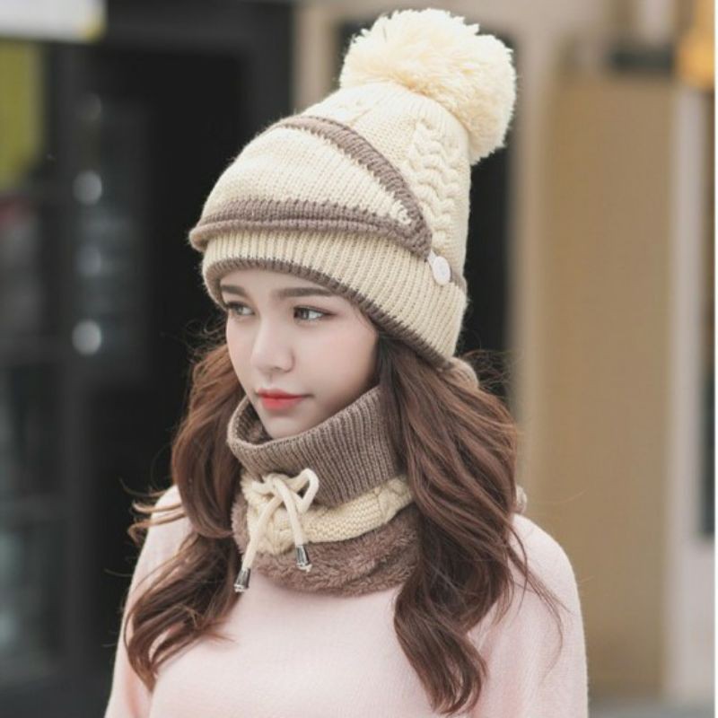 Set Khăn Mũ Len kèm Khẩu trang-MŨ LEN NAM NỮ KÈM KHĂN CỔ HÀN QUỐC CAO CẤP HÀNG HÓT