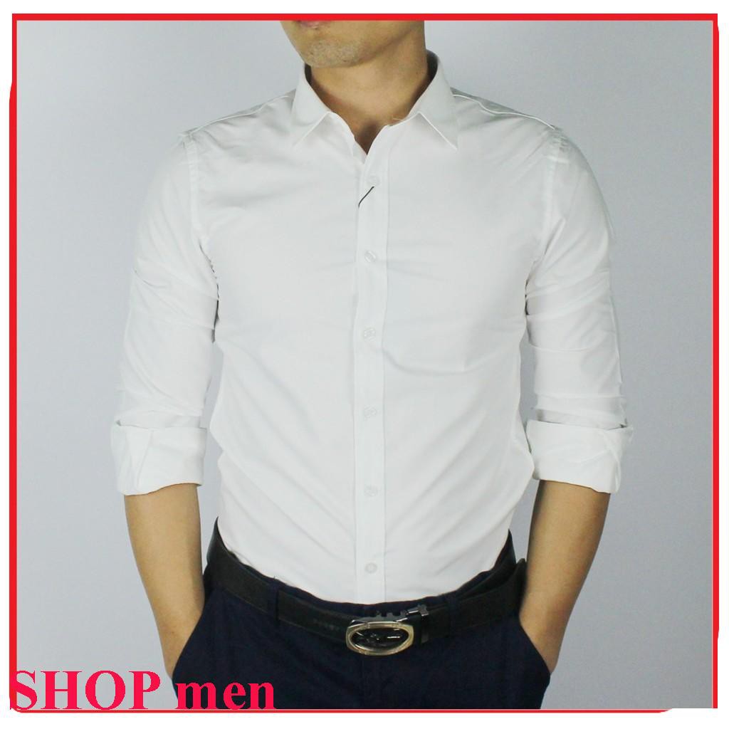 HÀNG XUẤT DƯ Áo sơ mi dài tay nam FORM BODY màu trắng