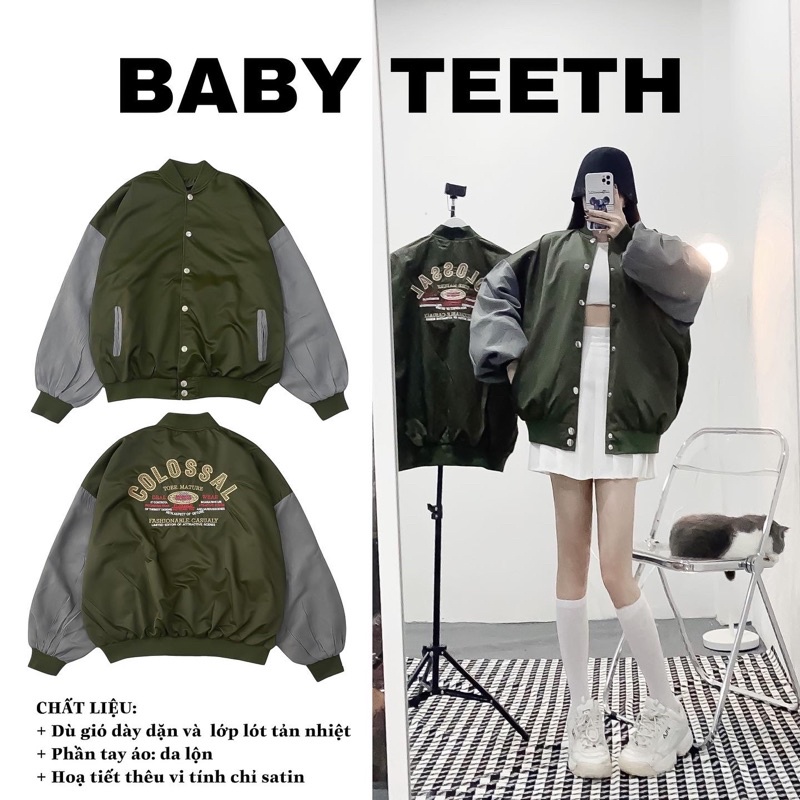 Áo Khoác Bomber Colo Rêu tay xám