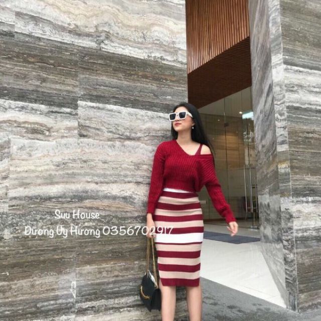 Set đầm len kèm áo