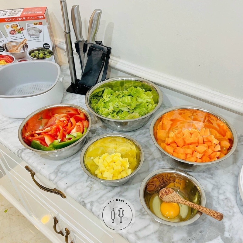 Set 5 âu inox đa năng, tiện lợi