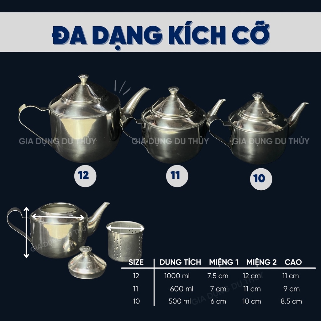 Bình trà inox có lõi lọc dung tích 1000 ml có lõi lọc trà tiện lợi, thiết kế có nắp đậy kín tiện dụng dễ dàng vệ sinh