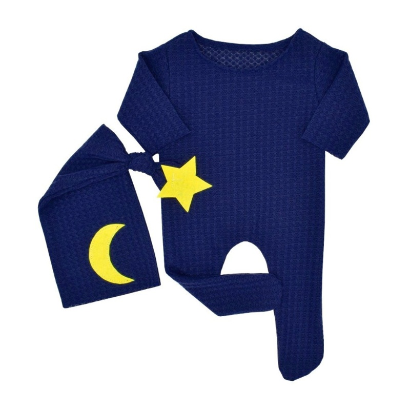 Set Đồ 2 Món Gồm Áo Liền Quần Dệt Kim Có Mũ Đuôi Dài Thắt Nơ Làm Phụ Kiện Chụp Ảnh Cho Bé Sơ Sinh