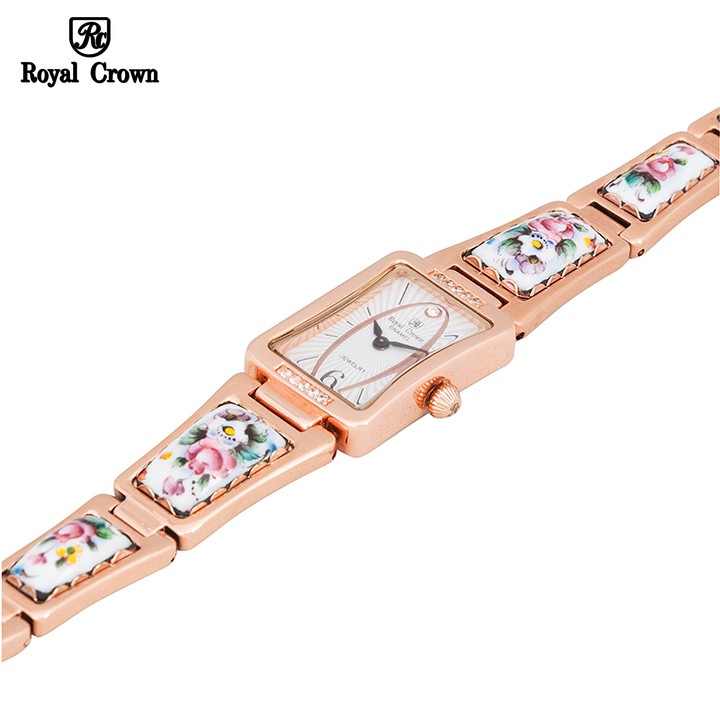 [Tặng bộ chăm sóc da mặt] Đồng hồ nữ Chính Hãng Royal Crown 6431 RG Ceramic Watch (Handmade Special)