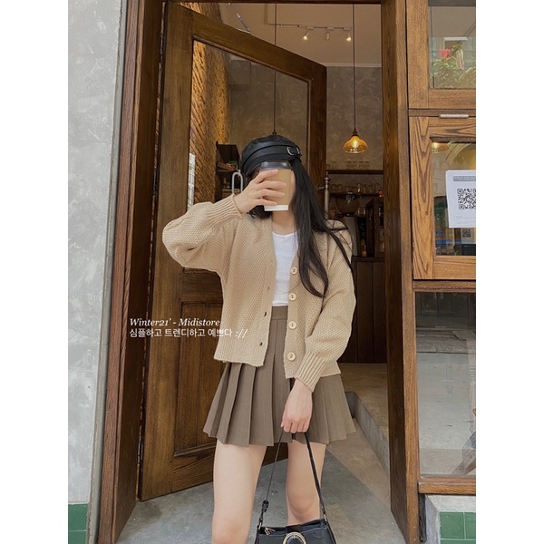 Áo Cardigan len cúc 1 màu (Ảnh/Video tự chụp)