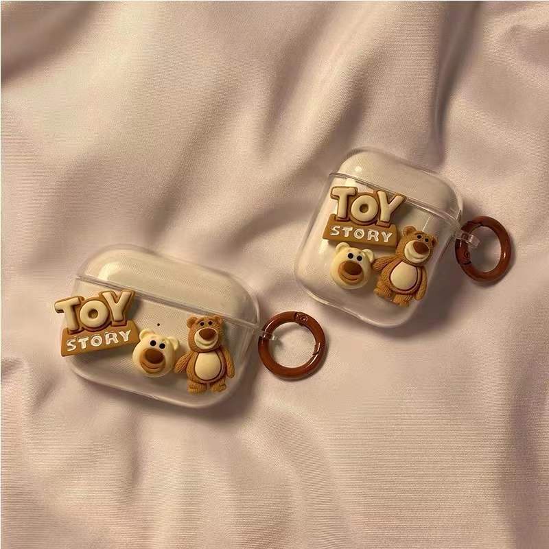 Vỏ bảo vệ tai nghe bluetooth Airpods bằng Sillicone dẻo, ốp Case cute, Airpods 2/pro ỐP TRONG GẤU NÂU