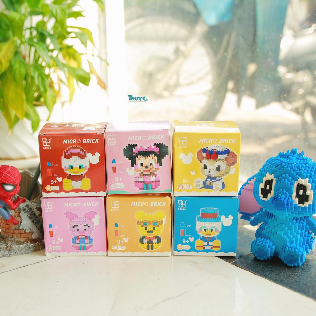 Bộ đồ chơi xếp hình lego hoạt hình Onepiece Naruto Stitch Doraemon Rilakkuma và nhiều hình đáng yêu